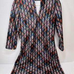 Isle Black and Red A-line Midi‎ Dress with V-neck